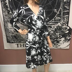 Talbots Dress Black and White Floral Print size 4